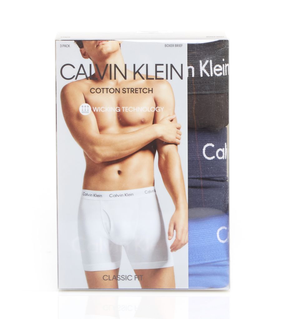 NEW 3 Pack of Calvin Klein Cotton Stretch Boxer Briefs Mens Size S BLACK  NB2616