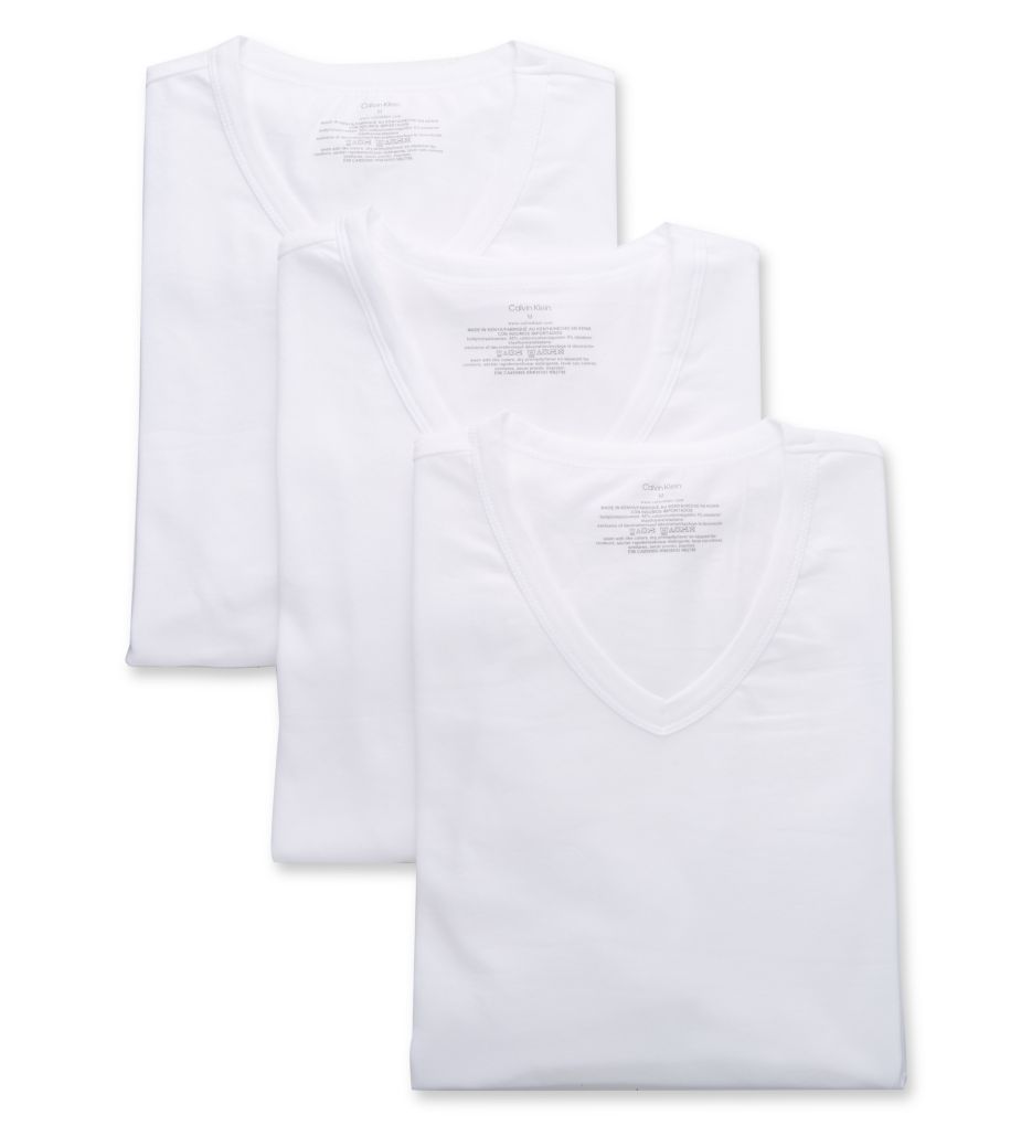 Image of Cotton Stretch Classic Fit V-Neck T-Shirt - 3 Pack