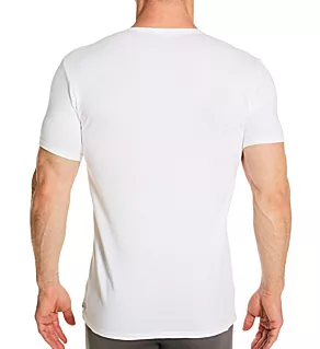 Cotton Stretch Classic Fit V-Neck T-Shirt - 3 Pack White XL