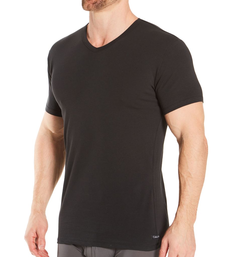 Cotton Stretch Classic Fit V-Neck T-Shirt 3 Calvin - by Pack Klein