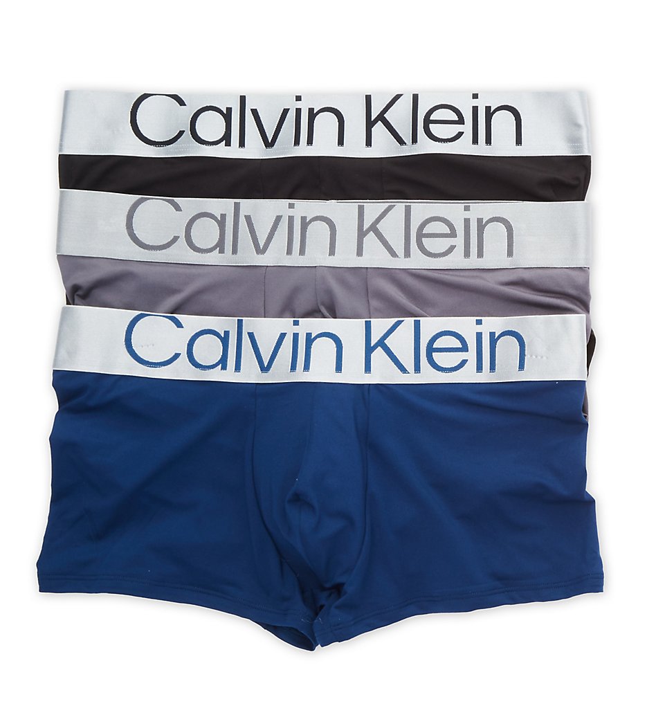 Steel Micro Low Rise Trunk - 3 Pack Black/Grey/Blue XL by Calvin Klein