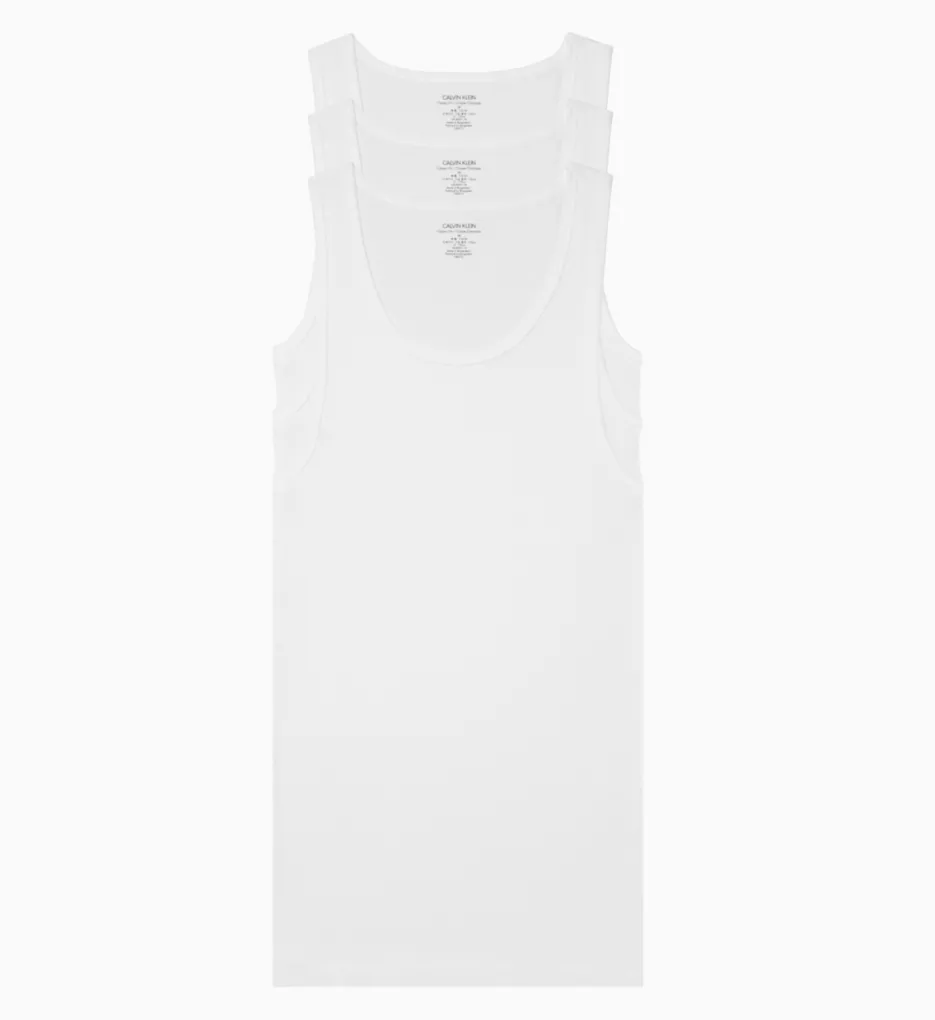 Cotton Classic Ribbed Tank - 3 Pack WHT S