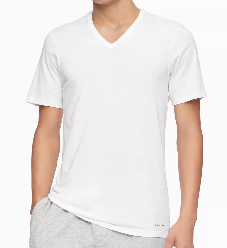 Cotton Classic Slim Fit V-Neck T-Shirt - 3 Pack WHT S