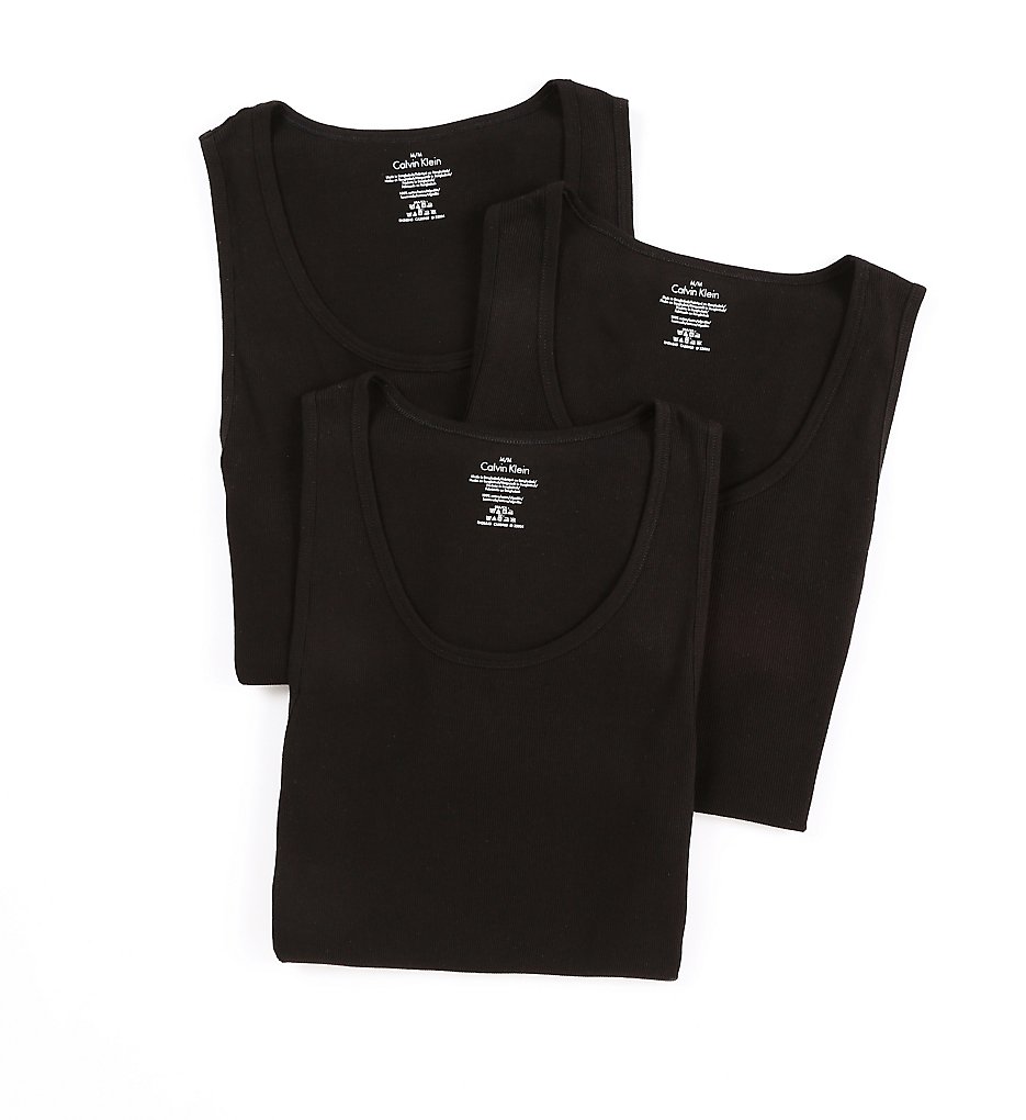 Calvin Klein NM9070 Cotton Classic Ribbed Tank Top - 3 Pack (Black)
