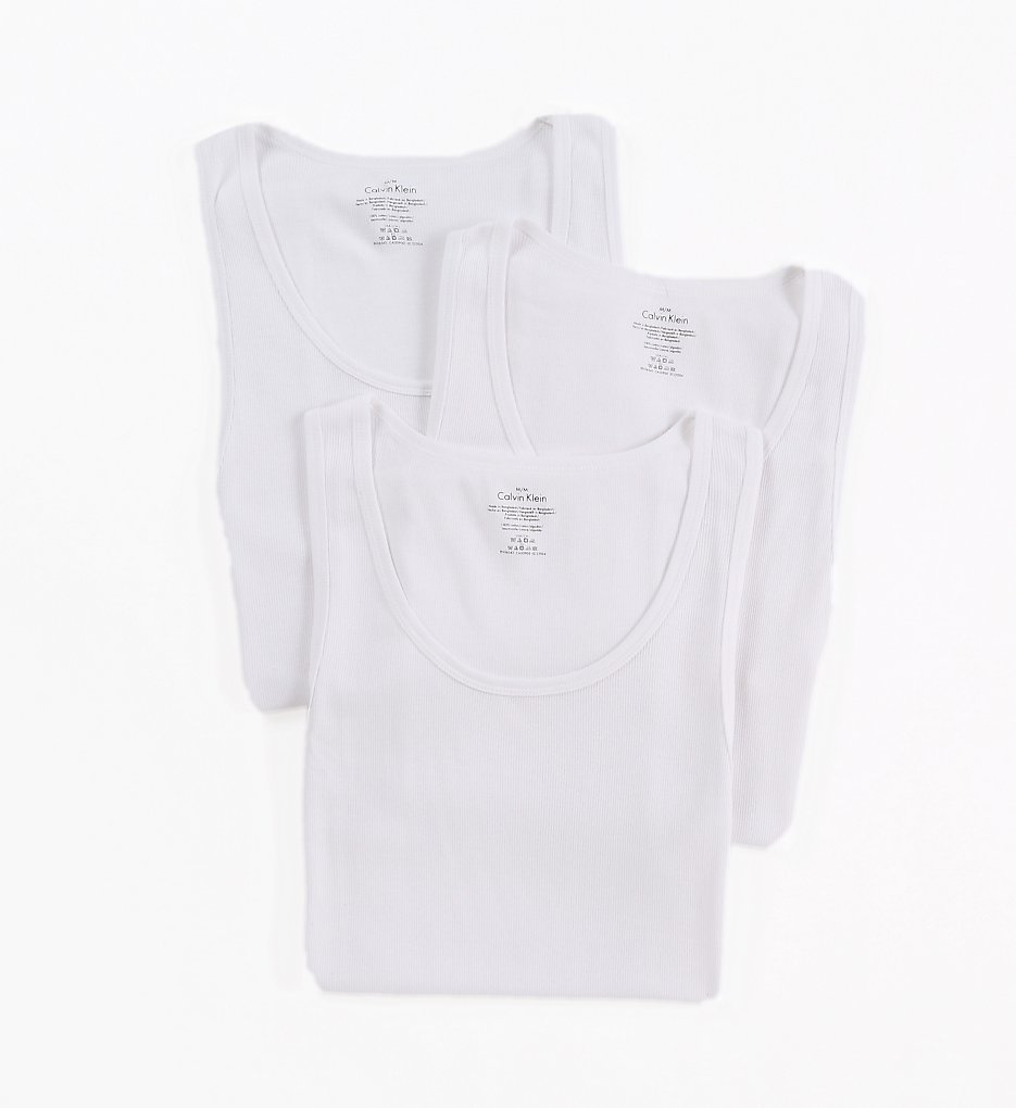 Calvin Klein NM9070 Cotton Classic Ribbed Tank Top - 3 Pack (White)