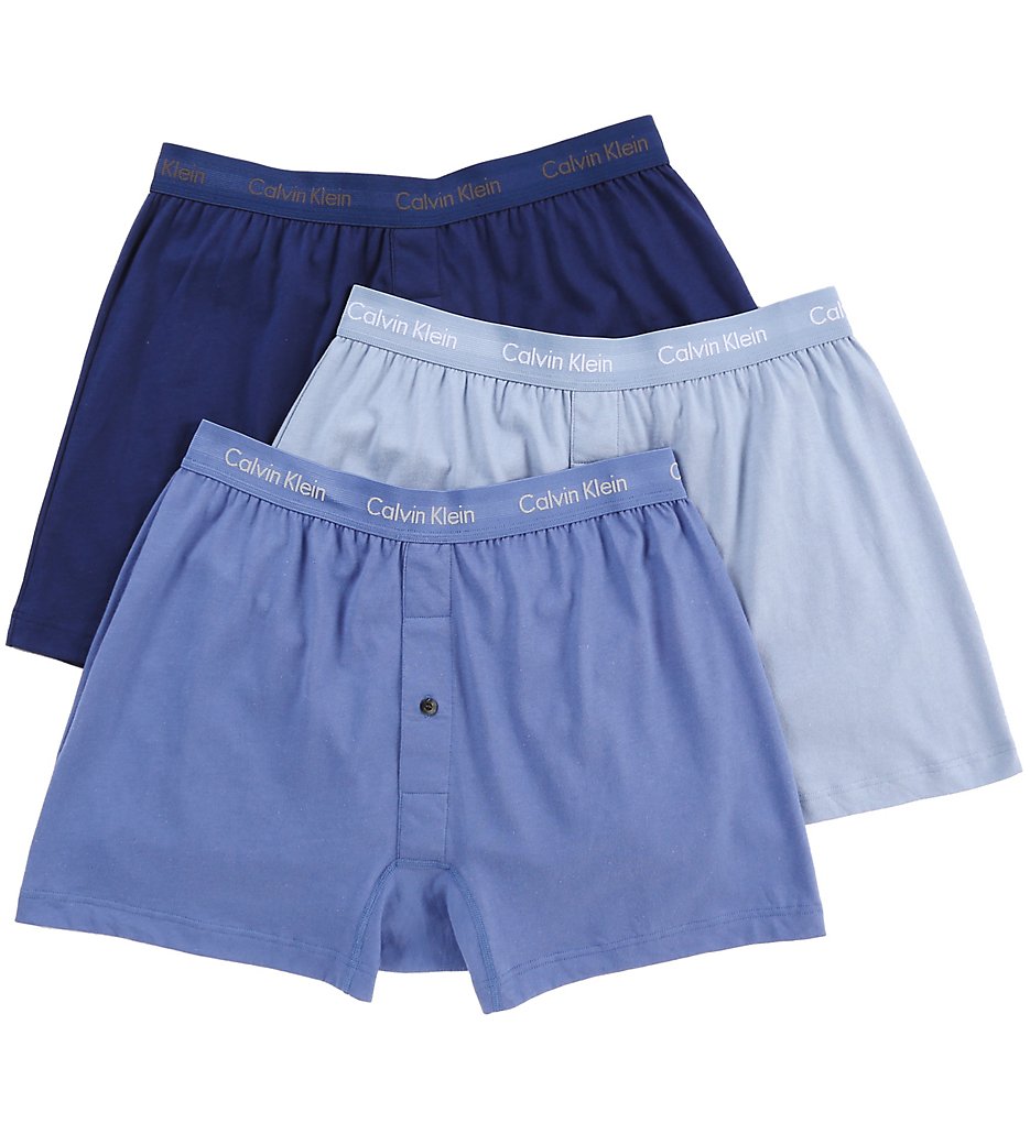 Calvin Klein NU3040 Cotton Classic Knit Boxer - 3 Pack (Blue Depths/Water/Blue)
