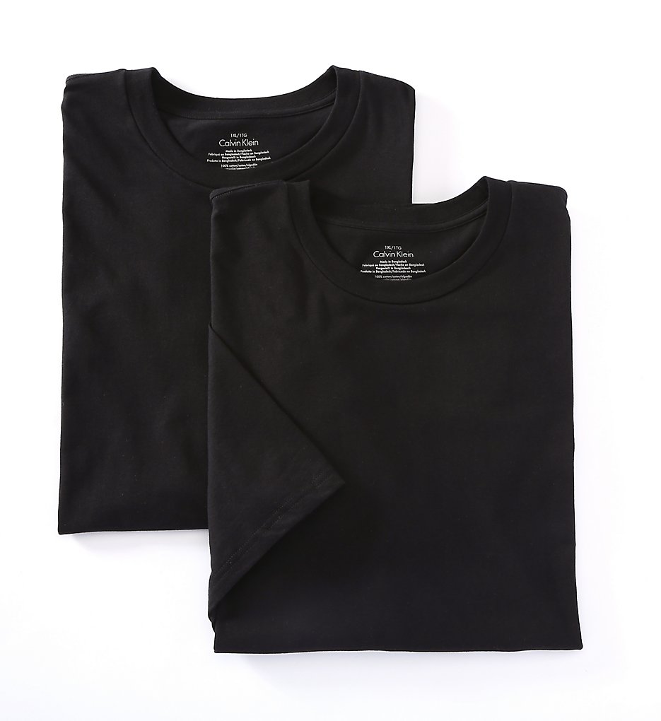 Calvin Klein NU8580 Big Man 100% Cotton Crew- 2 Pack (Black)