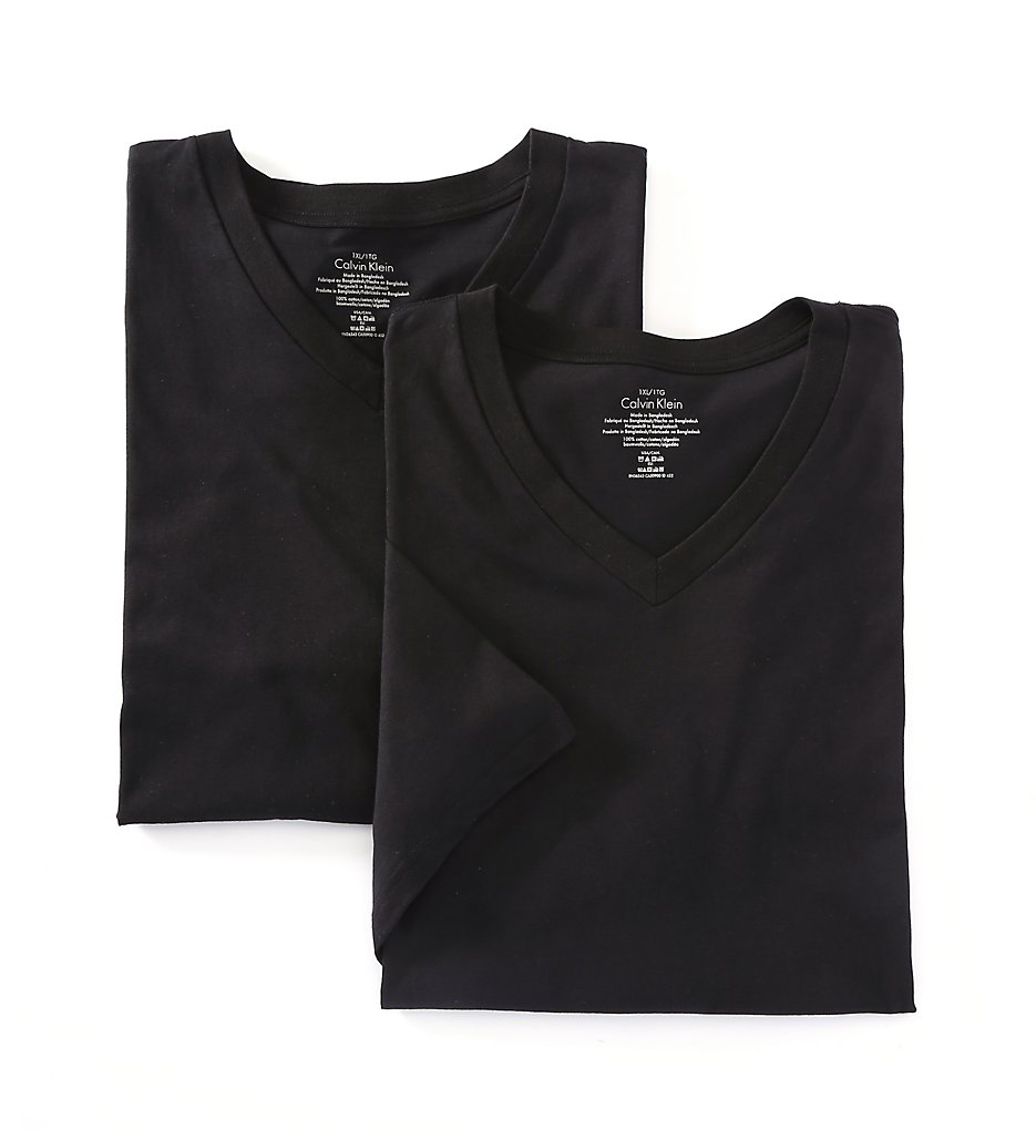 Calvin Klein NU8581 Big Man 100% Cotton V-Neck - 2 Pack (Black)