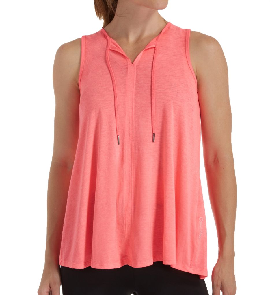 Performance Icy Wash Tie Front Drapey Tank-fs