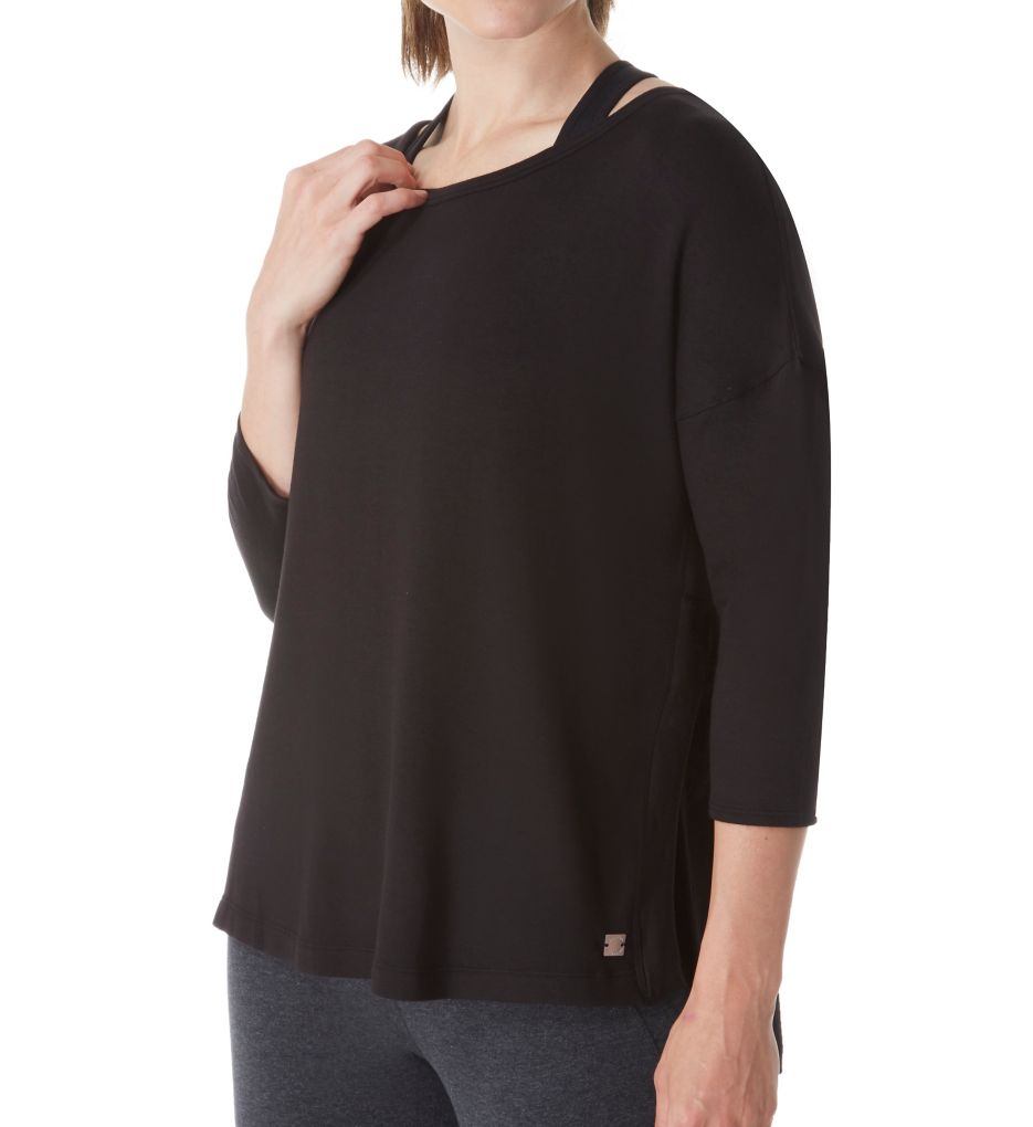 3/4 Sleeve Pullover Top with High Side Vents-acs