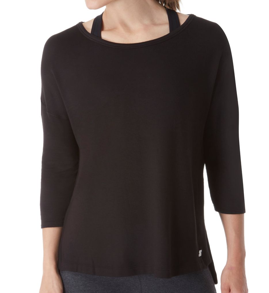 3/4 Sleeve Pullover Top with High Side Vents-fs