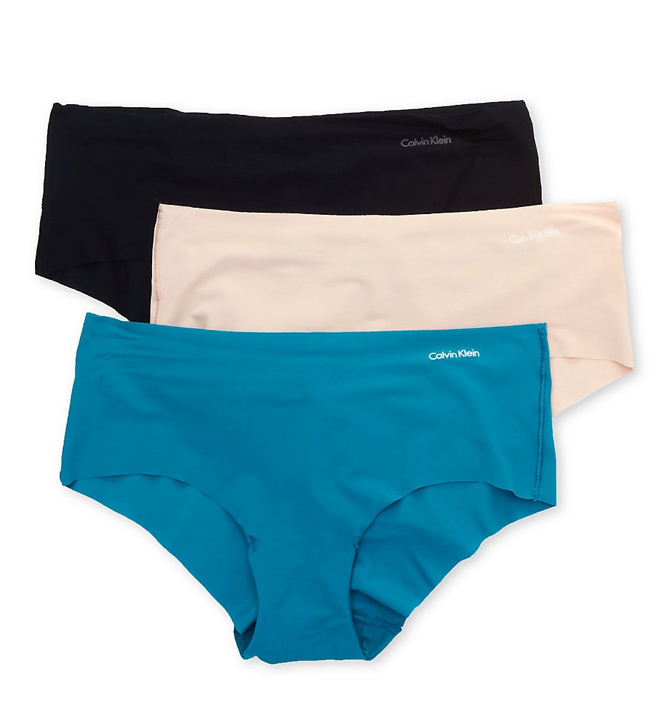 Calvin Klein - Calvin Klein QD3559 Invisibles Hipster Panty - 3 Pack (Teal/Beechwood/Black XS)