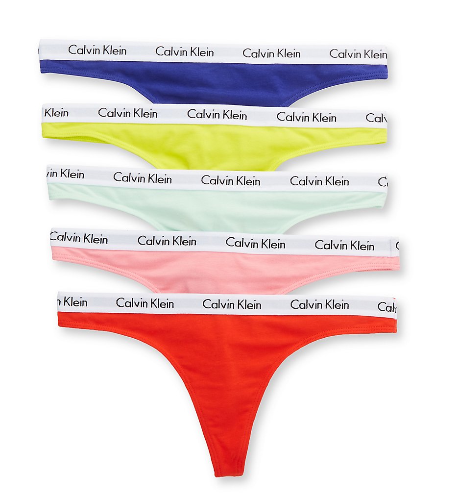 Calvin Klein : Calvin Klein QD3585 Carousel Thong - 5 Pack (Violet Dream Assorted XS)