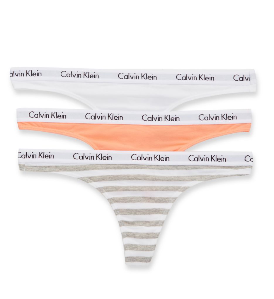 Calvin Klein - Calvin Klein QD3587 Carousel Thong - 3 Pack (Mellow/White/RainerStr XS)