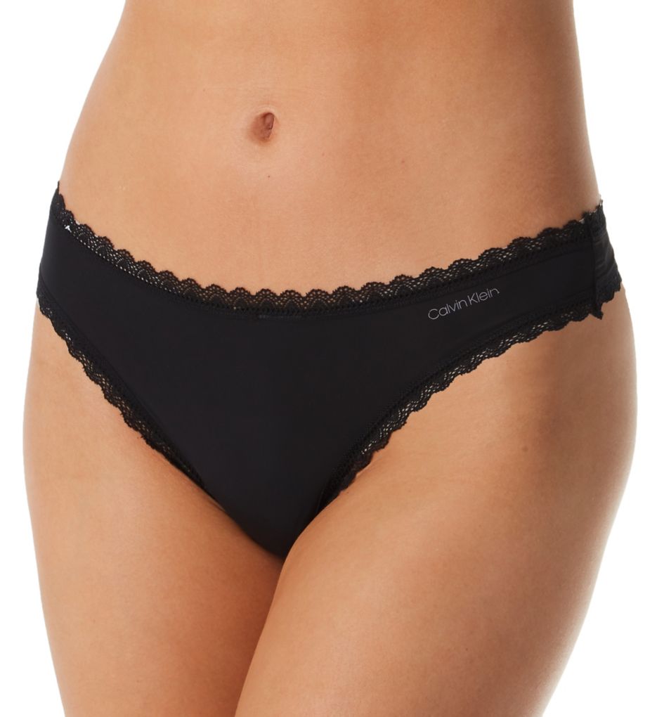 Calvin Klein Women's Flirt Micro Lace Thong Panty in Black | Size XL | HerRoom.com