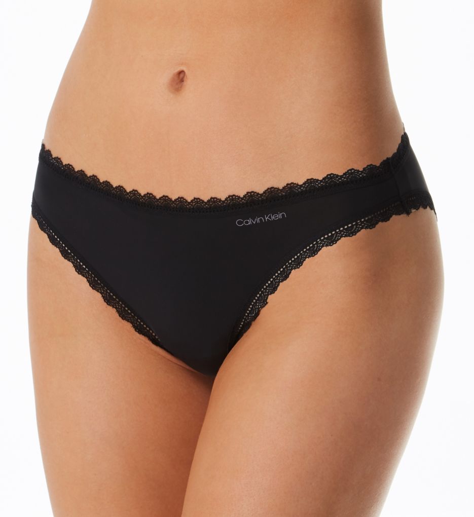Calvin Klein Underwear Seductive Comfort w/ Lace Full Coverage Unlined Black  