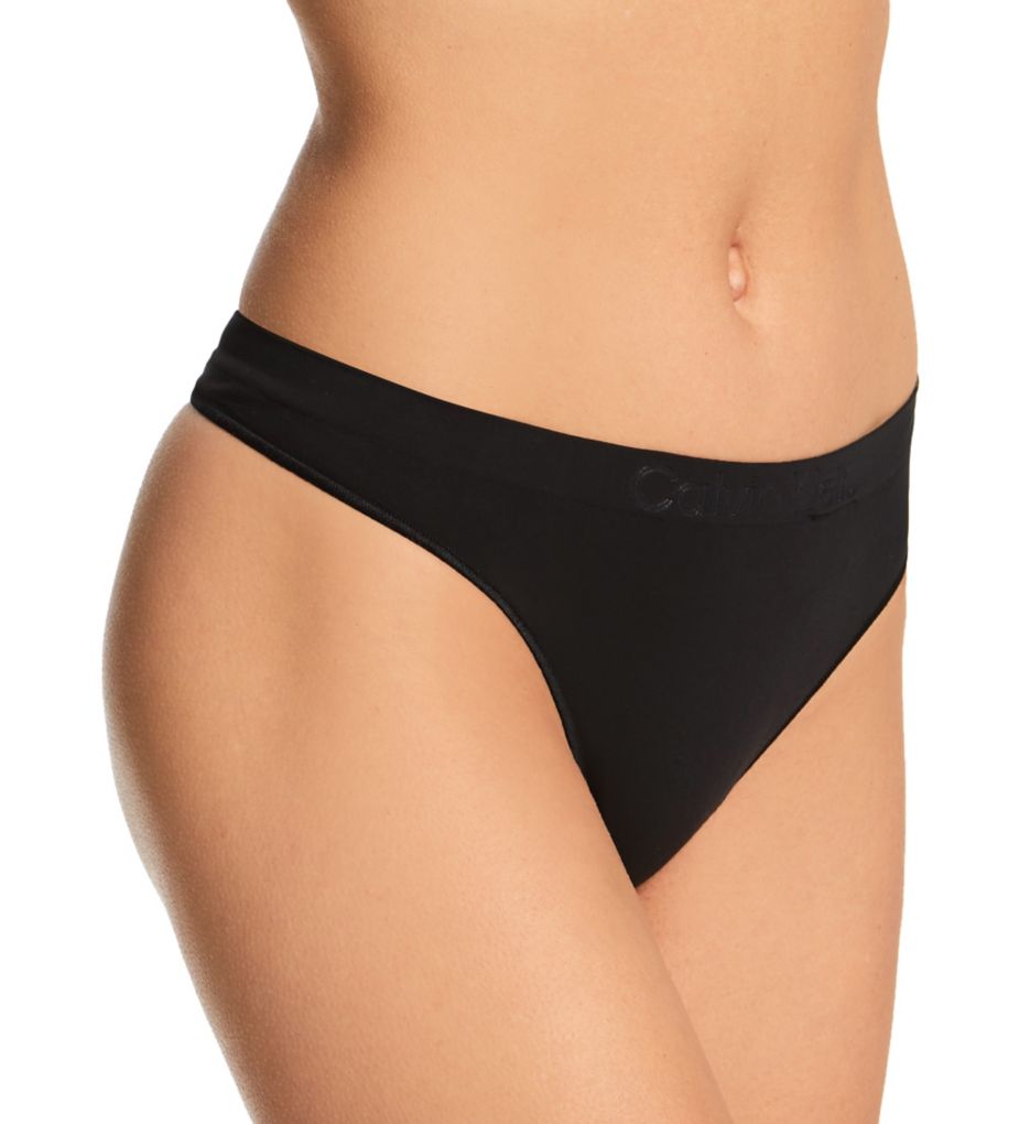 Calvin Klein Women's Bonded Flex Thong Panty in Black | Size Large | HerRoom.com