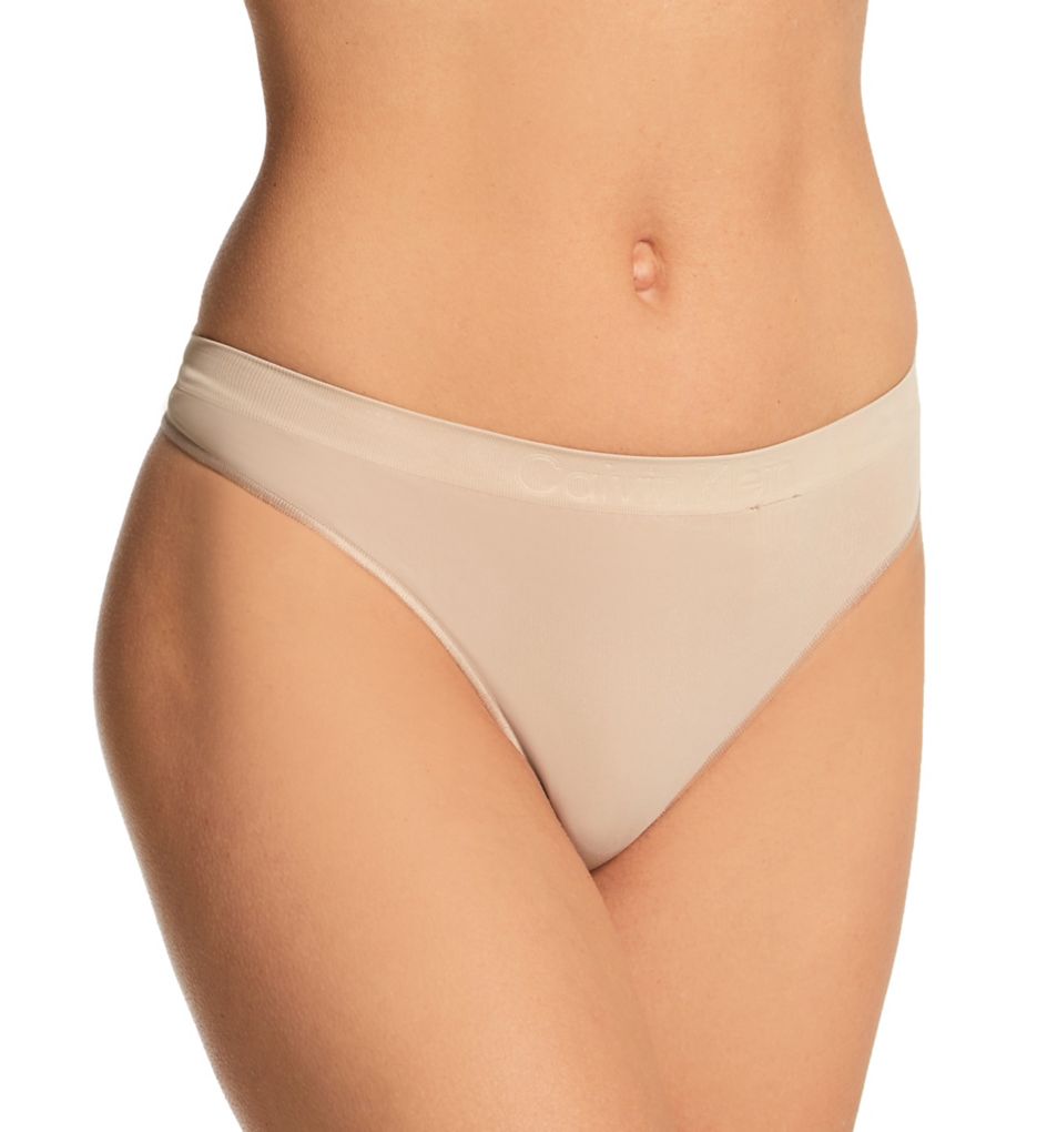 Calvin Klein Women's Bonded Flex Thong Panty in Beige | Size Large | HerRoom.com