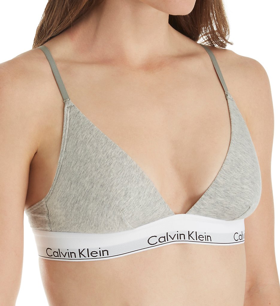 Calvin Klein : Calvin Klein QF1061 Modern Cotton Unlined Triangle Bra (Grey Heather M)