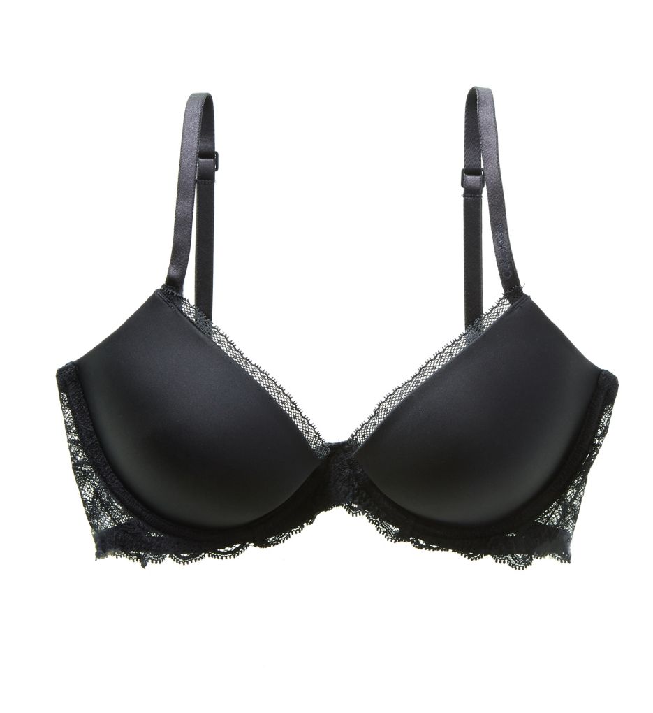 CALVIN KLEIN black 34DD bra sheer lace two clamp underwire comfort