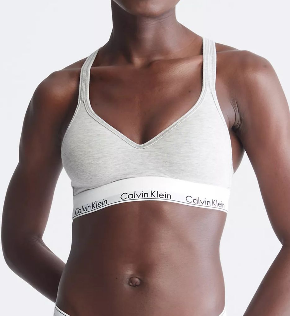 Calvin Klein Modern Cotton Unlined Triangle Bra, Grey Heather, Medium 