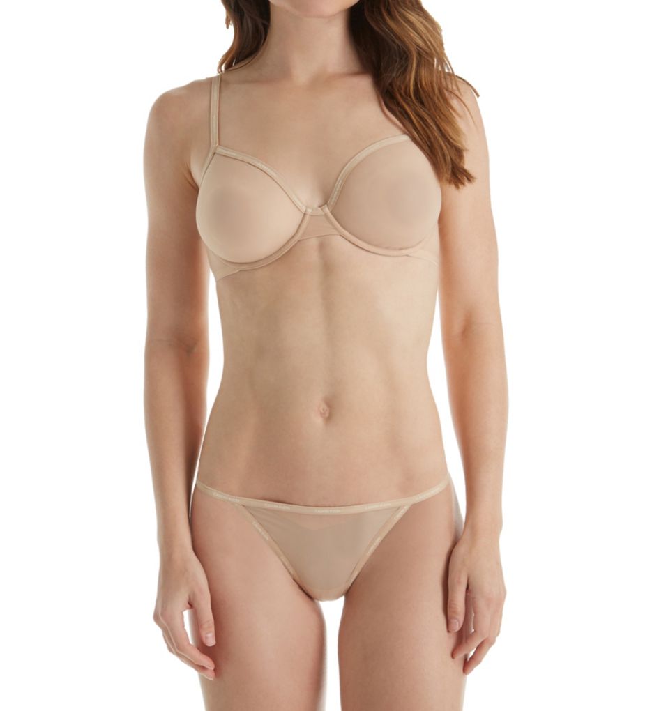 Sheer Marquisette Unlined Demi Underwire Bra Nymph's Thigh 32A by