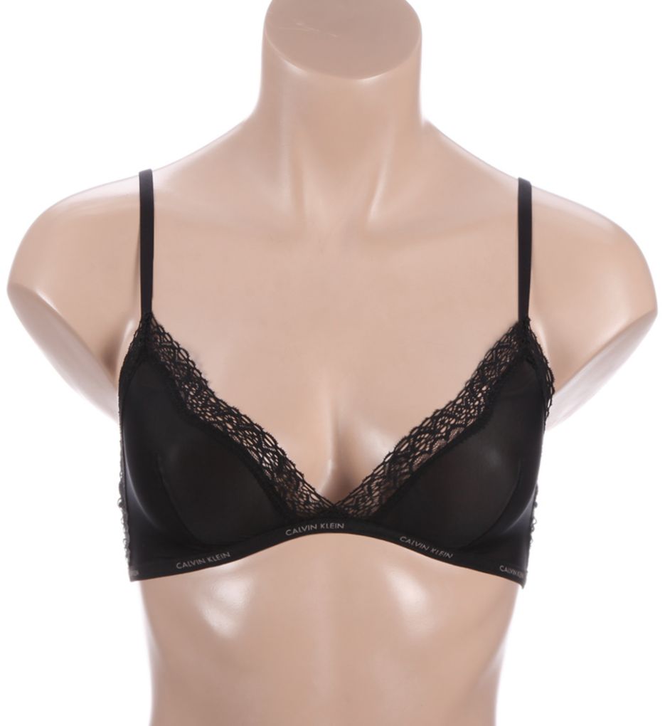 Sheer Marquisette with Lace Unlined Triangle Bra-fs