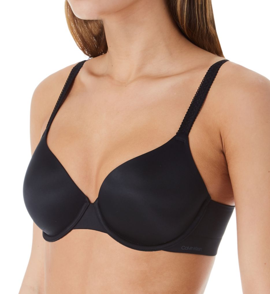 Calvin Klein Women's Perfectly Fit Lace Lined Plunge Bra, Black, 32C