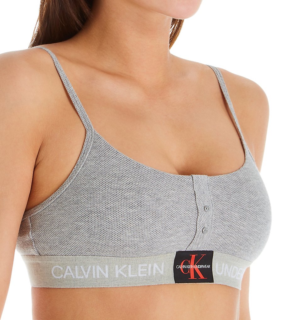 Calvin Klein QF5206 Monogram Mesh Unlined Bralette (Grey Heather)