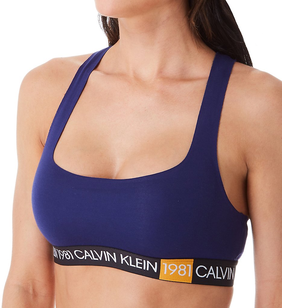 Calvin Klein : Calvin Klein QF5577 1981 Bold Cotton Unlined Bralette (Purple Night M)