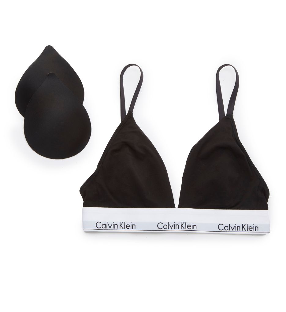 Calvin Klein Women`s Modern Cotton Bralette and Bikini 2 Piece Set  (Black(QF6633-002)/White, X-Small)