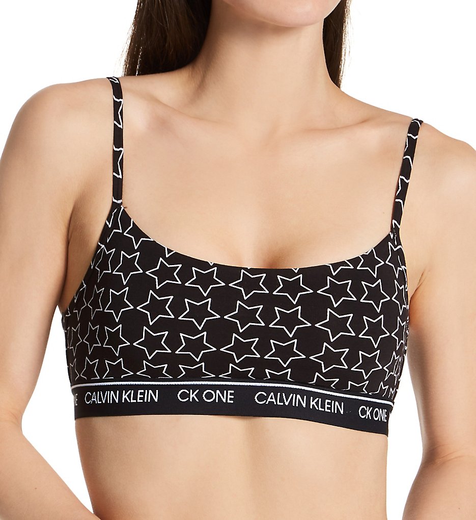 Calvin Klein : Calvin Klein QF5727 CK One Cotton Unlined Bralette (Outline Star Print XL)