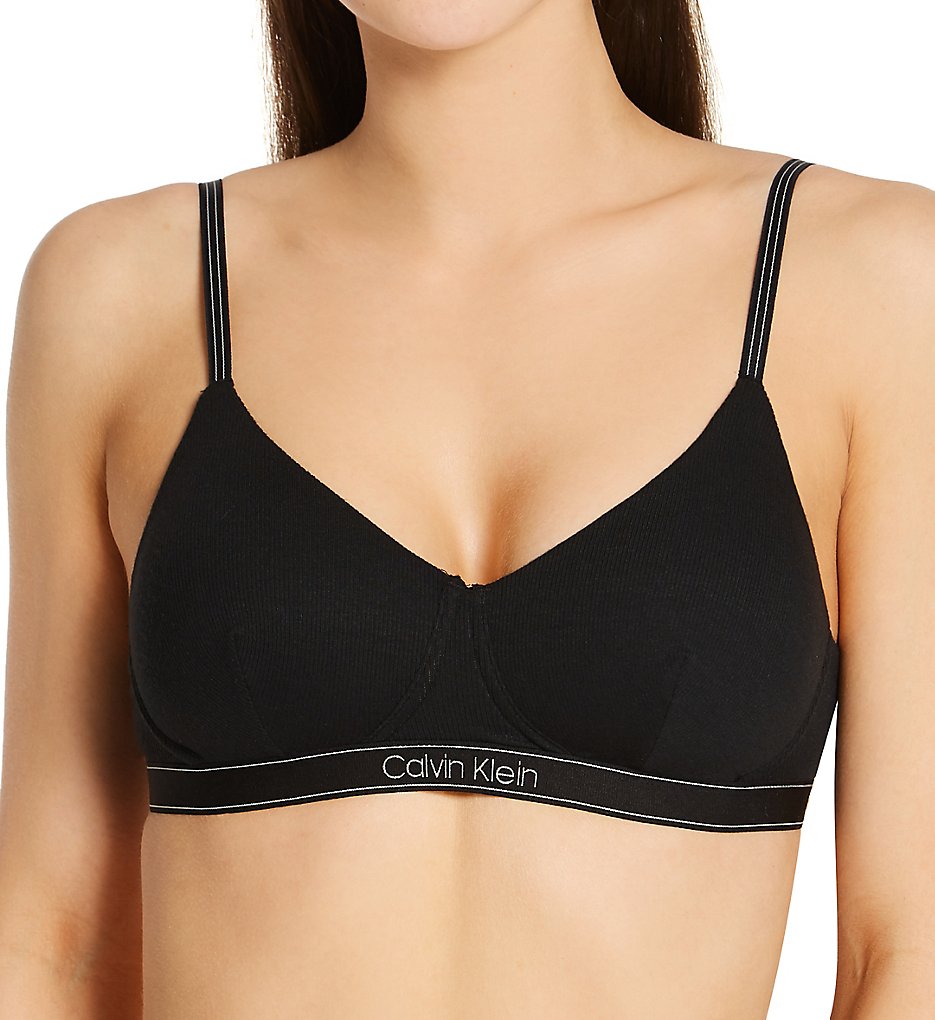 Pure Ribbed Lightly Lined Bralette Black XL by Calvin Klein