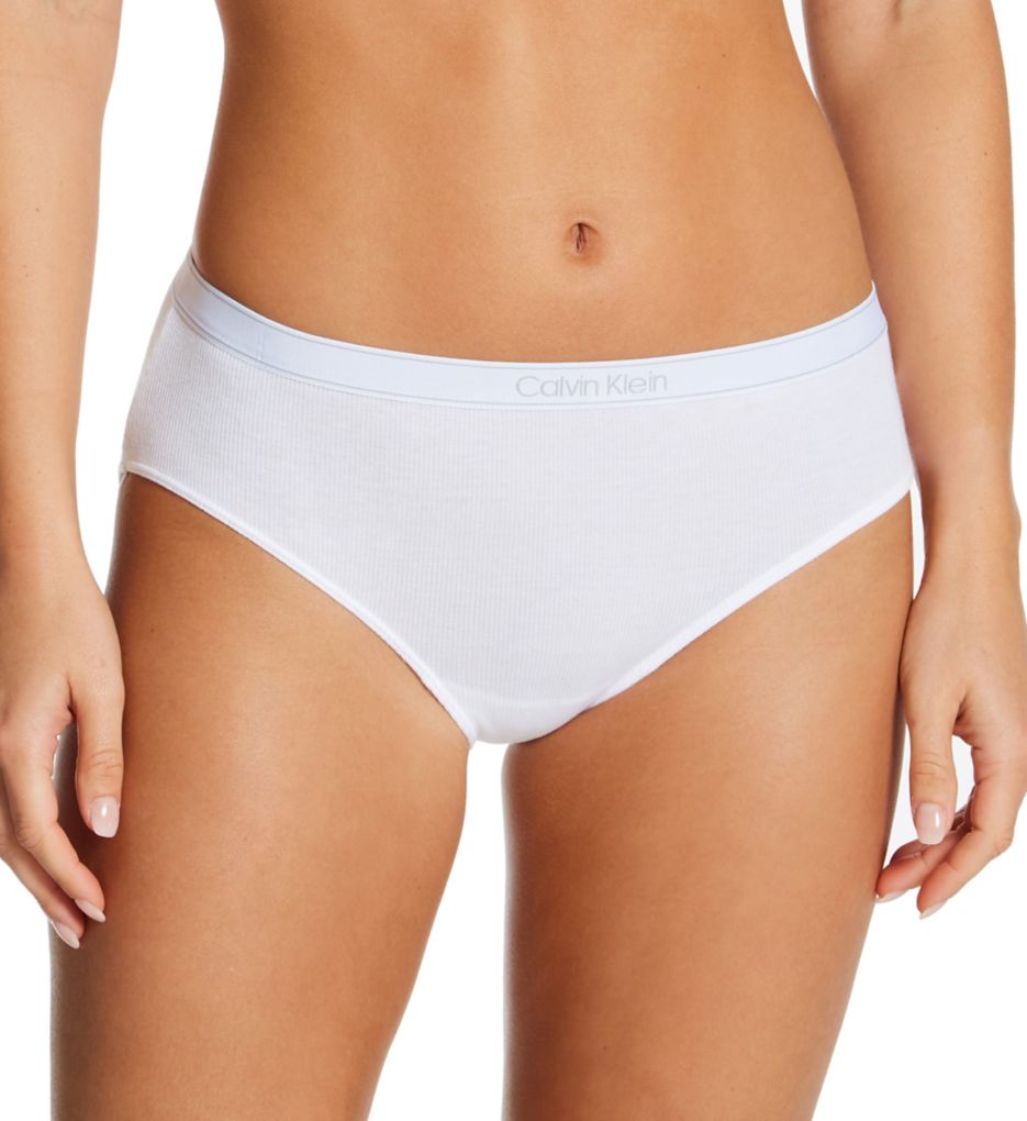 Pure Ribbed Hipster Panty White S by Calvin Klein
