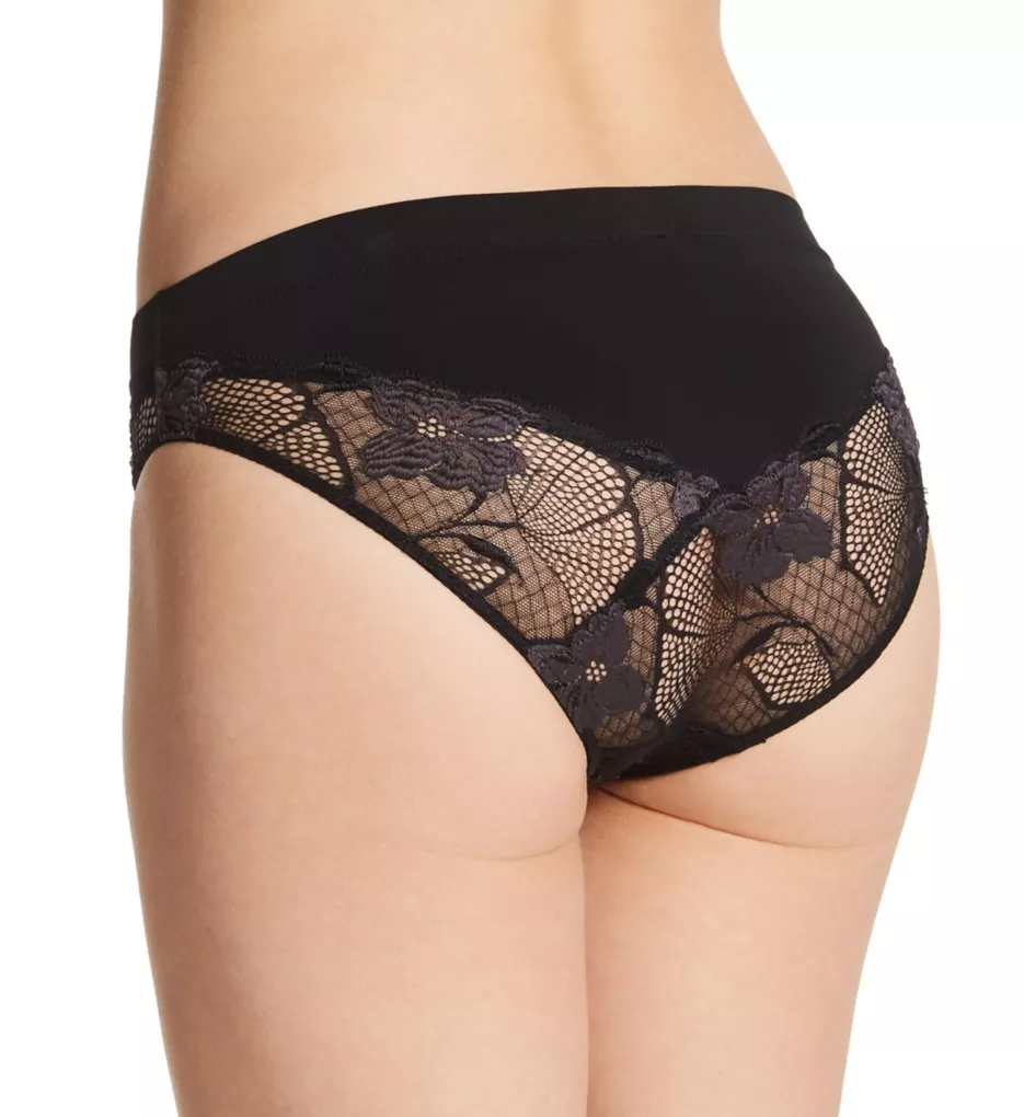 5 NEW ANNE KLEIN AK10472 SMOOTH MICROFIBER LACE TRIMMED LEGS TANGA PANTIES S