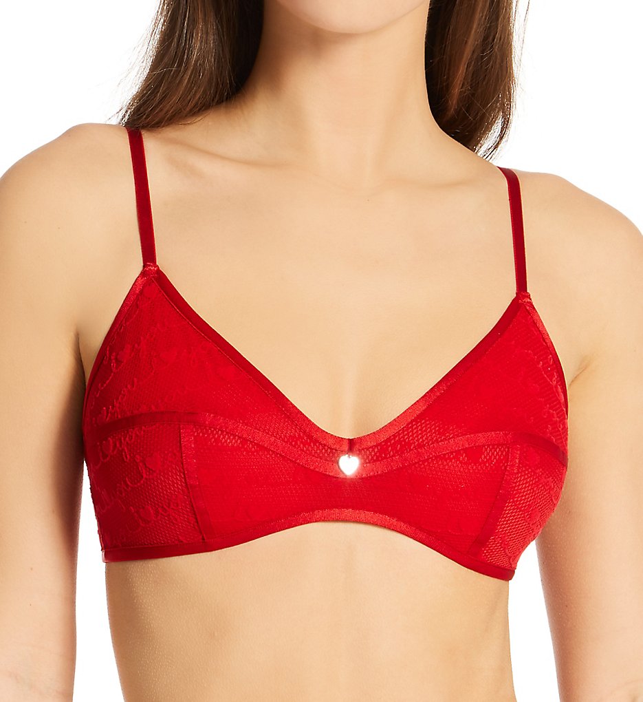 Calvin Klein : Calvin Klein QF6713 I Heart You Unlined Triangle Bralette (Rustic Red XS)