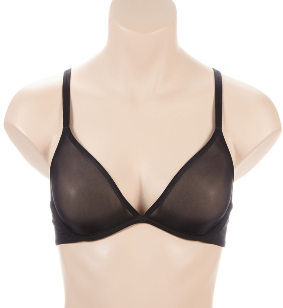 Calvin Klein Sheer Marquisette Unlined Plunge Bra Cerise Lipstick QF6727 Sz  36C