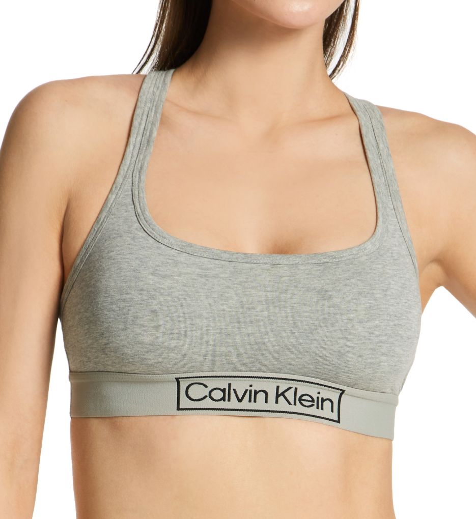 Calvin Klein Modern Cotton One Shoulder Bralette In Grey Heather