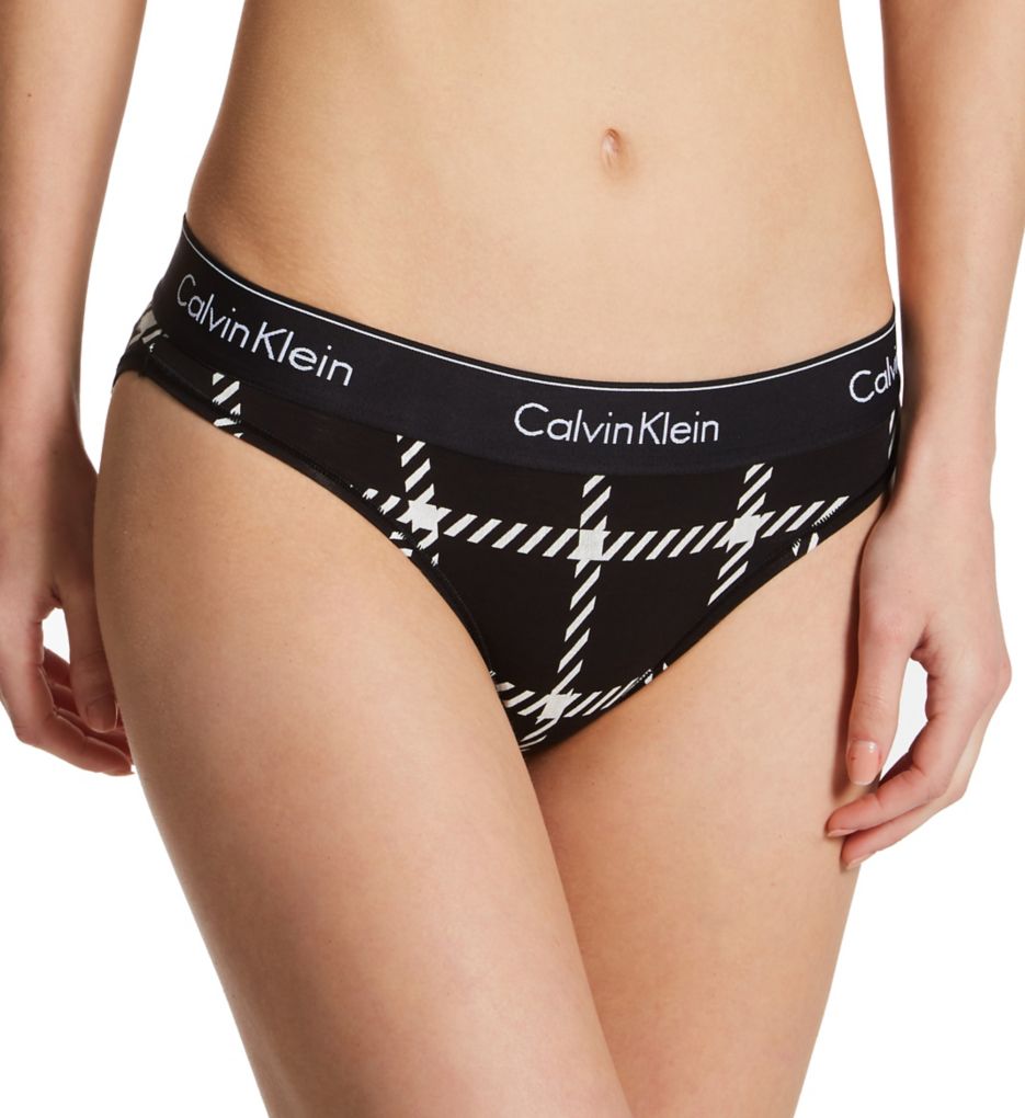 Calvin Klein Modern Cotton Bikini Window Pane Black QF6862 - Free