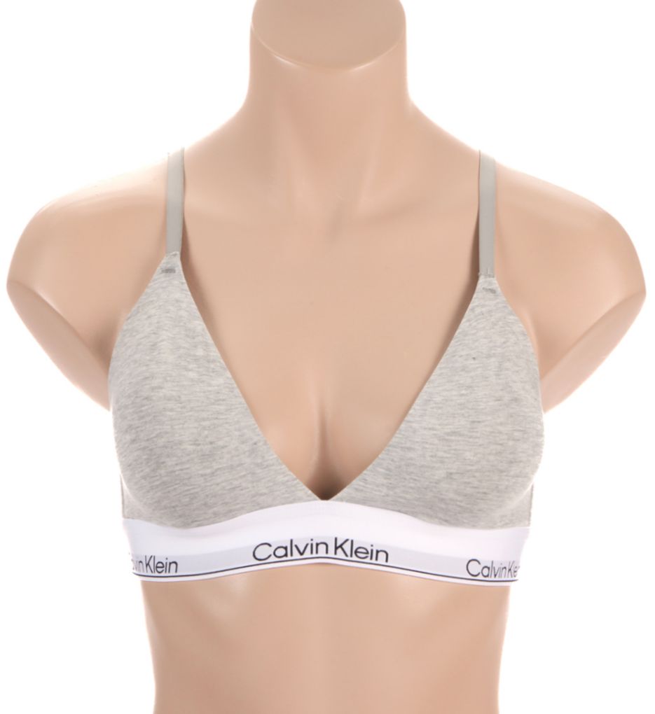 Calvin Klein Icon Cotton Modal Lightly Lined Triangle Bra Grey Heather S  - Image 1