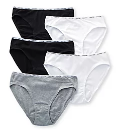 Cotton Stretch Bikini Panty - 5 Pack BlackWhiteGreyHeather S
