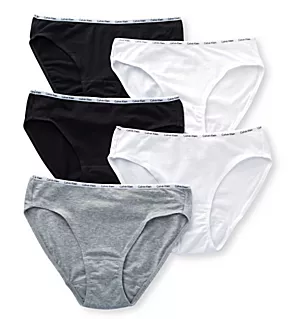 Cotton Stretch Bikini Panty - 5 Pack BlackWhiteGreyHeather S