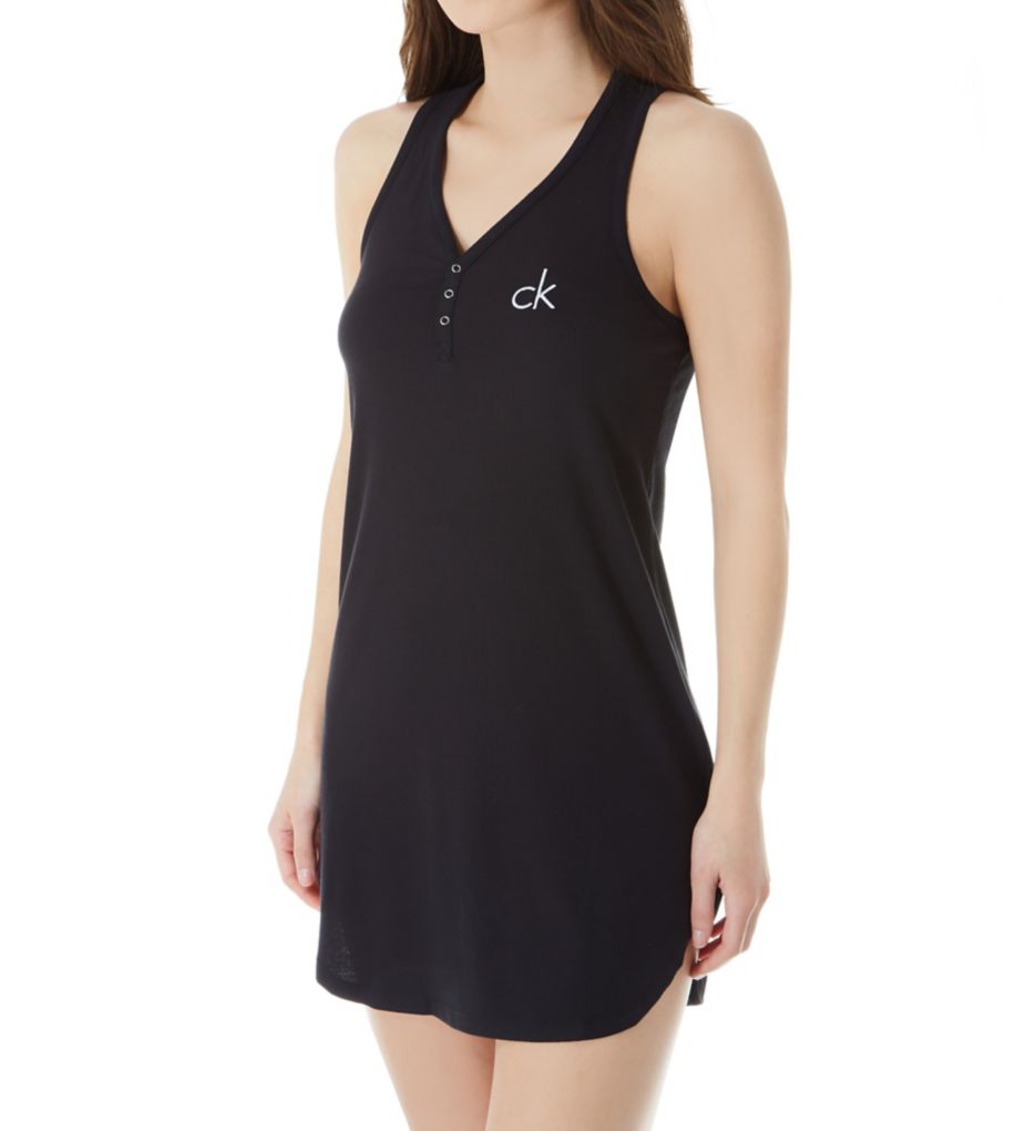 Hashtag Sleep Viscose Rib Sleeveless Night Shirt-acs