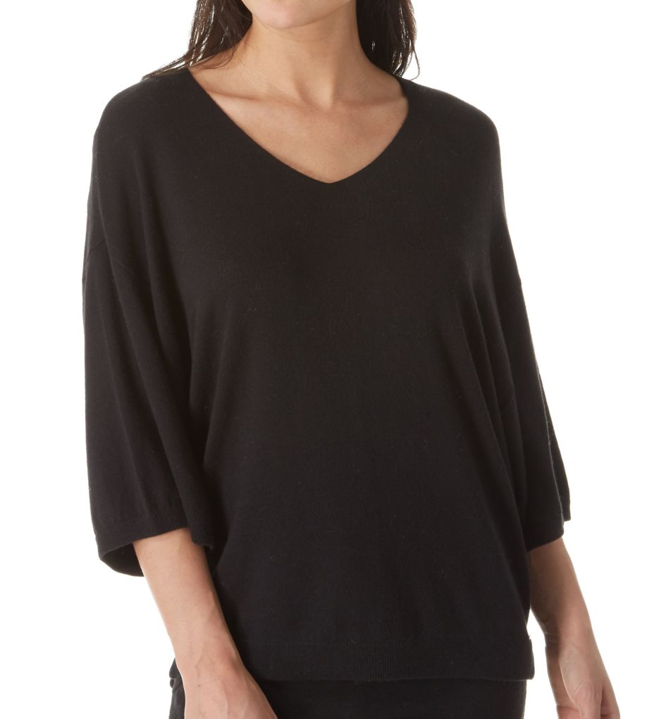 Sweaters 3/4 Sleeve V-Neck PJ Top-fs