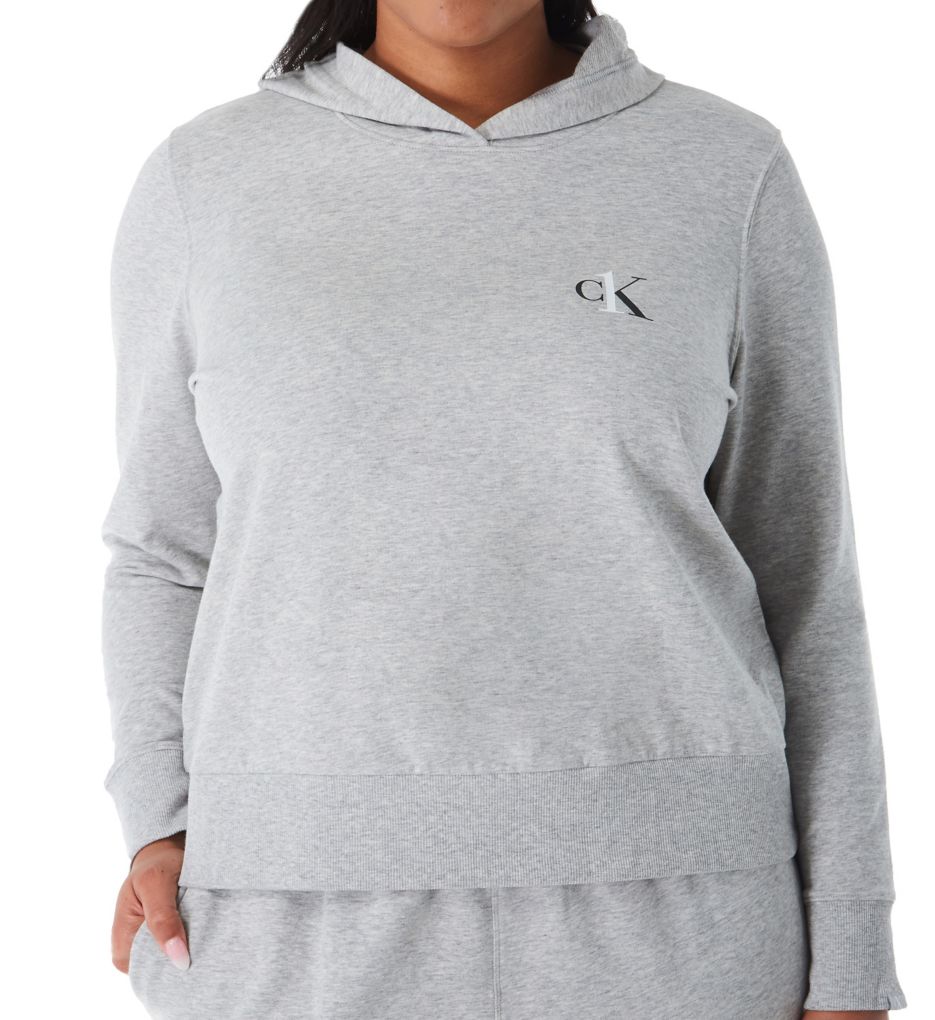 CK One Basic Lounge Plus Size Long Sleeve Hoodie-fs