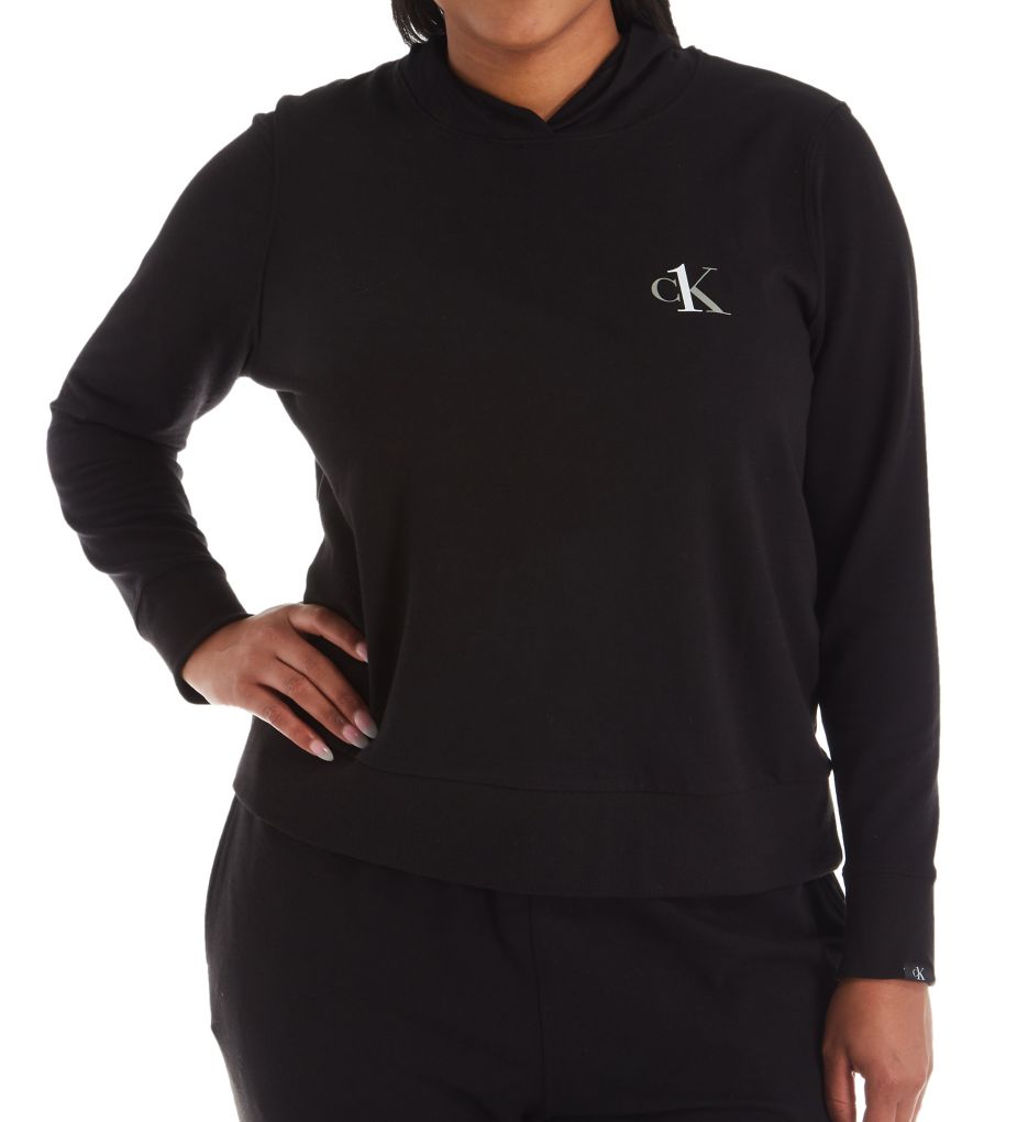 CK One Basic Lounge Plus Size Long Sleeve Hoodie-fs