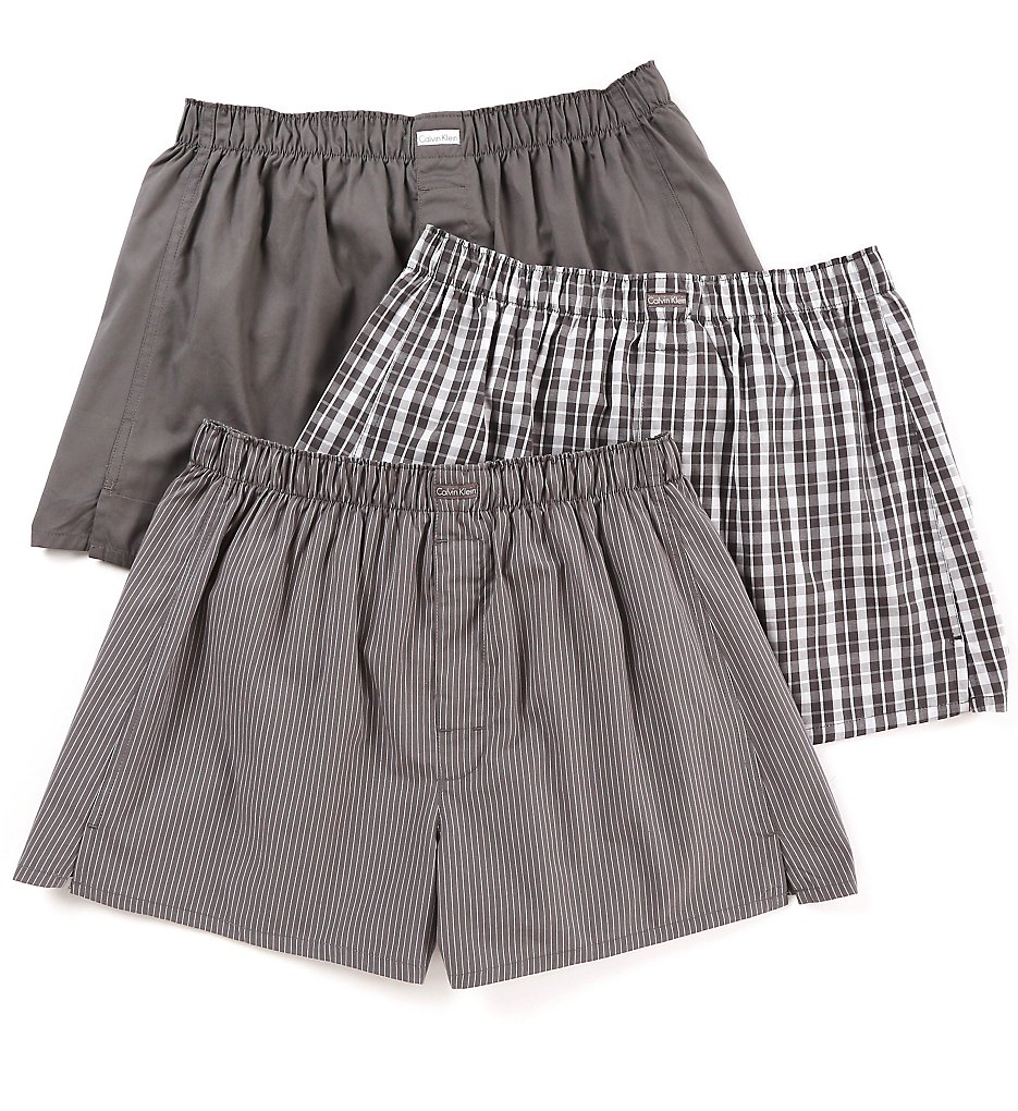 Calvin Klein U1732 Classic Cotton Woven Boxer - 3 Pack (Grey/Grey Sky/Matthew)