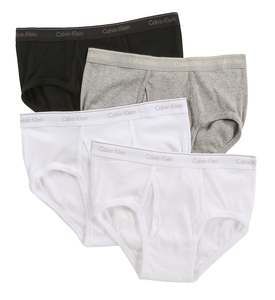 Calvin Klein u4000 Cotton Classic Basic Briefs - 4 Pack (Grey/White/White/Black)