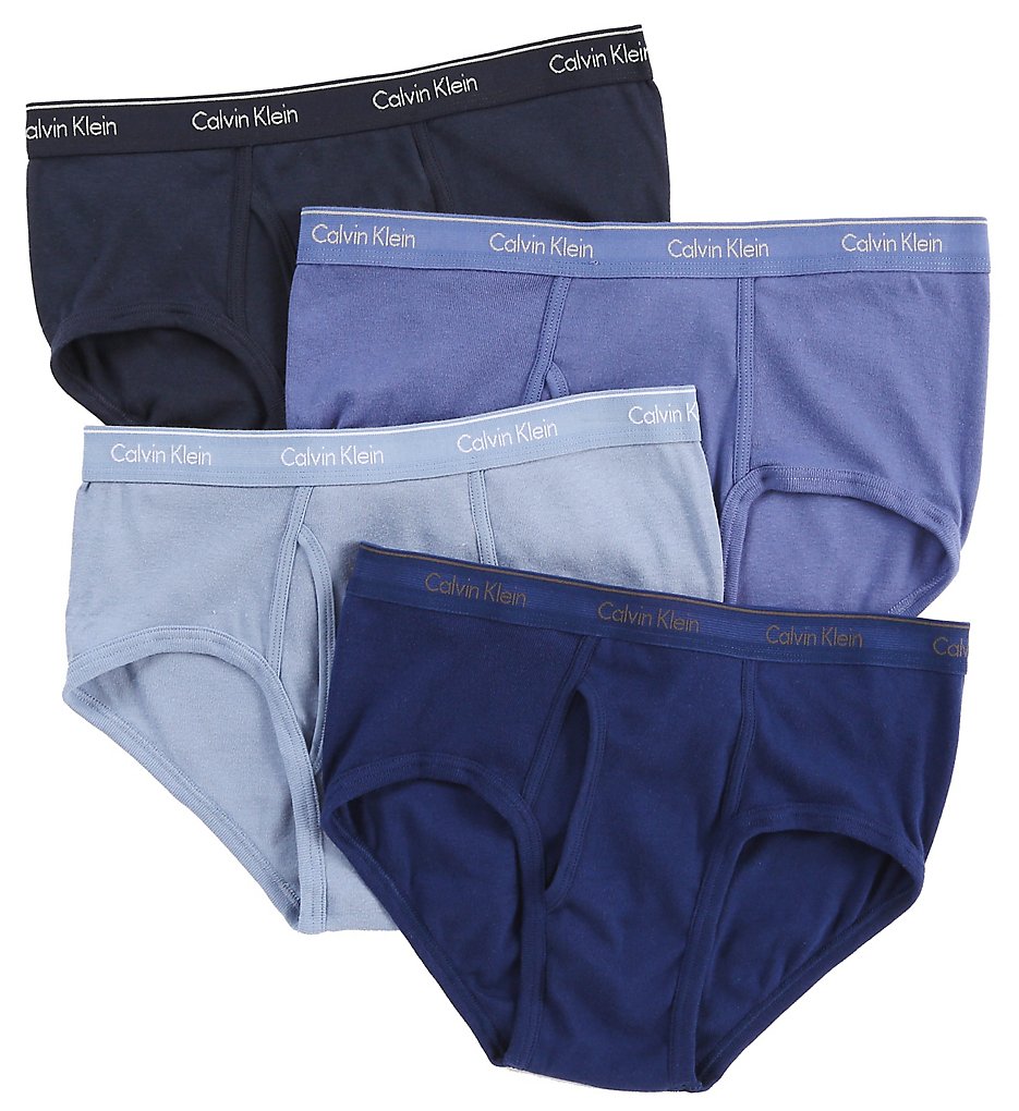 Calvin Klein u4000 Cotton Classic Basic Briefs - 4 Pack (Navy/Blue/Water/Blue)