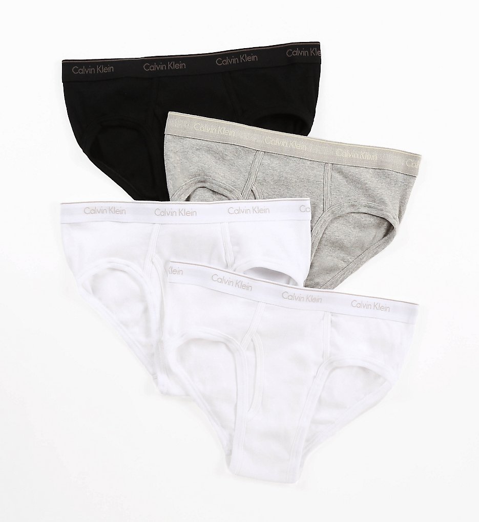 Calvin Klein U4183 Cotton Classic Low Rise Hip Briefs - 4 Pack (Grey/White/White/Black)